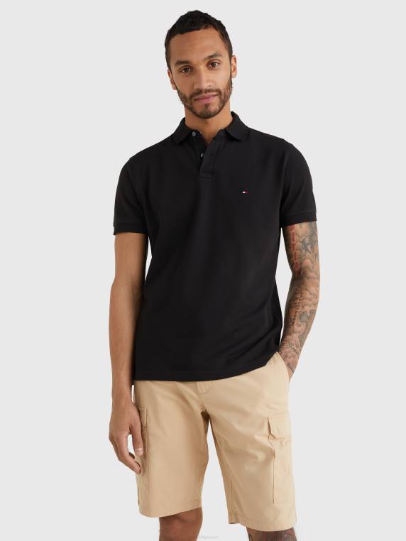 פולו כותנה אורגנית גמישה משנת 1985 NX201093 שָׁחוֹר Tommy Hilfiger