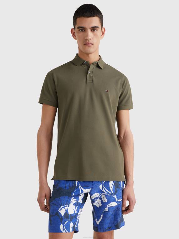 פולו כותנה אורגנית גמישה משנת 1985 NX201095 צבא ירוק Tommy Hilfiger
