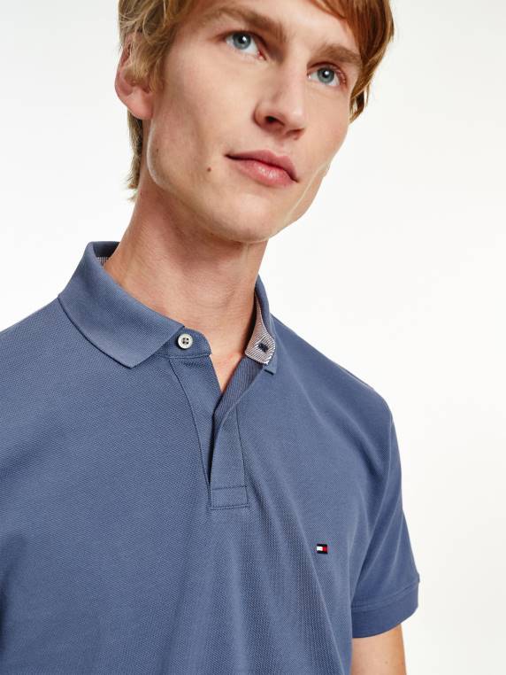 פולו כותנה אורגנית גמישה משנת 1985 NX201096 אינדיגו דהוי Tommy Hilfiger