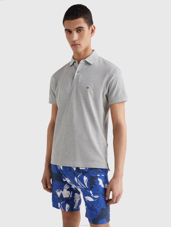 פולו כותנה אורגנית גמישה משנת 1985 NX201109 אברש אפור בהיר Tommy Hilfiger