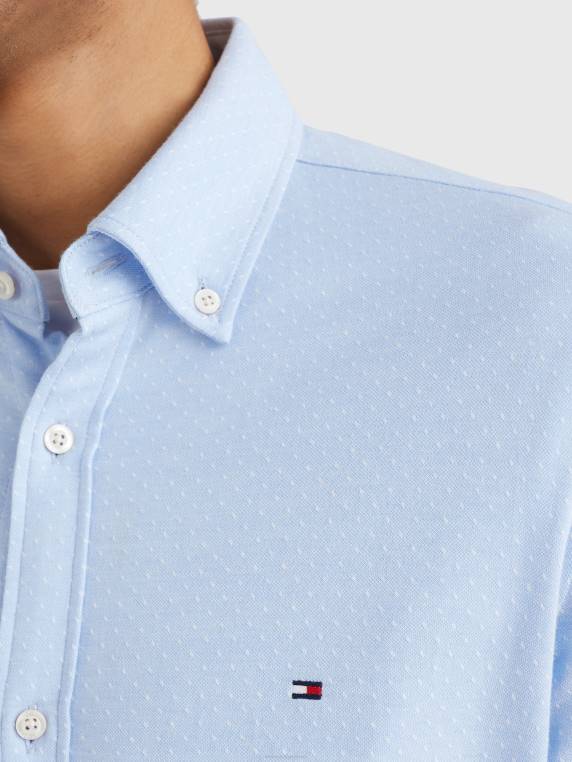 חולצה סרוגה חיונית משנת 1985 NX201197 תכלת/לבן Tommy Hilfiger