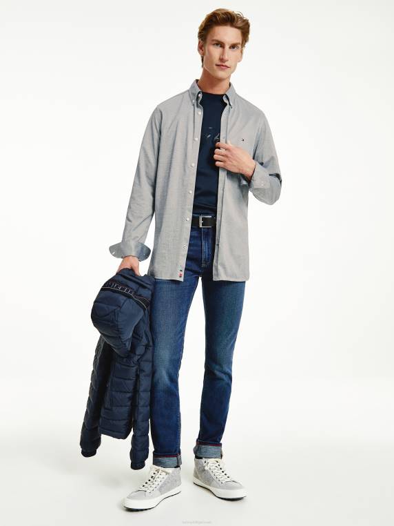 חולצה 1985 בגזרת ג'קארד ארוגה NX201199 צי פחמן Tommy Hilfiger