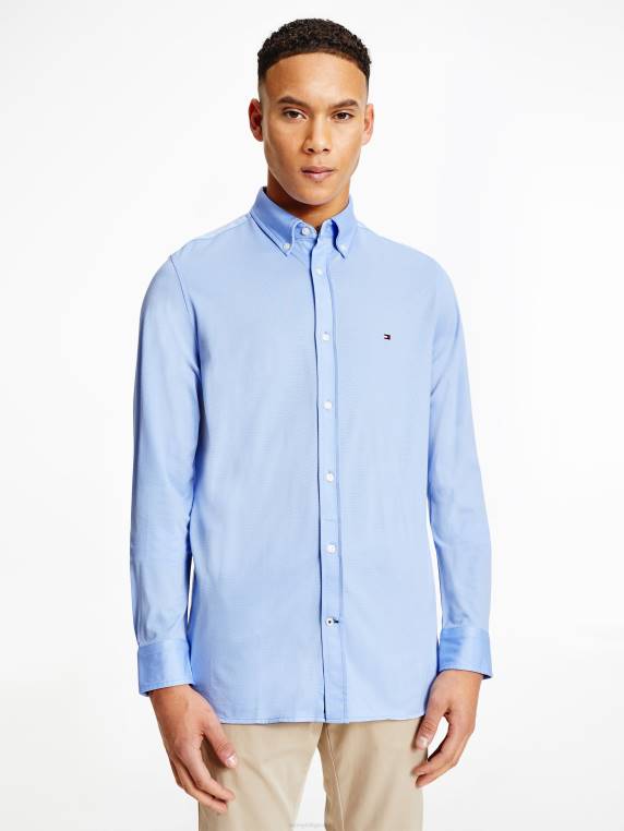 חולצה 1985 בגזרת ג'קארד ארוגה NX201203 כחול מבריז Tommy Hilfiger