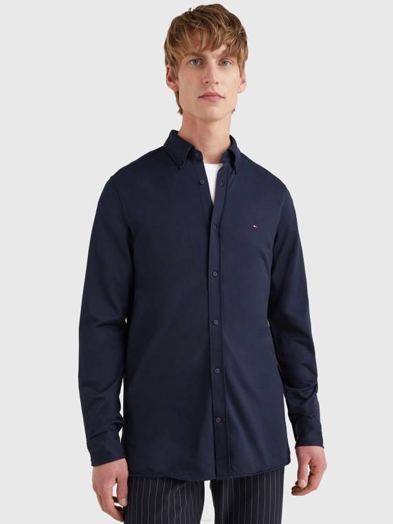 חולצה 1985 בגזרת ג'קארד ארוגה NX201216 שמיים מדבריים Tommy Hilfiger