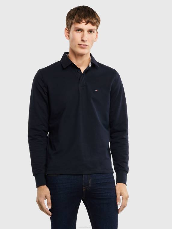 חולצת רוגבי חיונית משנת 1985 NX201279 שמיים מדבריים Tommy Hilfiger