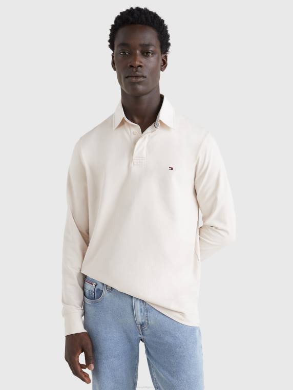 חולצת רוגבי חיונית משנת 1985 NX201438 נוצה לבן Tommy Hilfiger