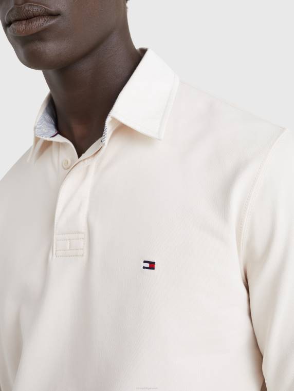 חולצת רוגבי חיונית משנת 1985 NX201438 נוצה לבן Tommy Hilfiger