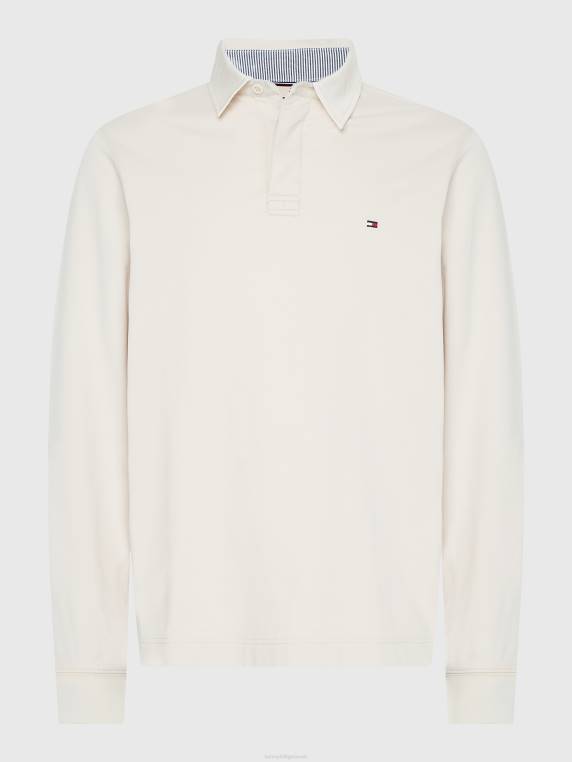 חולצת רוגבי חיונית משנת 1985 NX201438 נוצה לבן Tommy Hilfiger