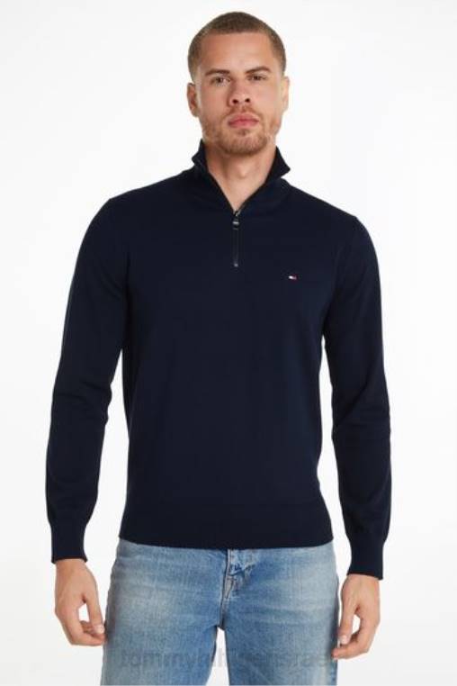 סוודר מדומה עם רוכסן משנת 1985 NX203596 כְּחוֹל Tommy Hilfiger