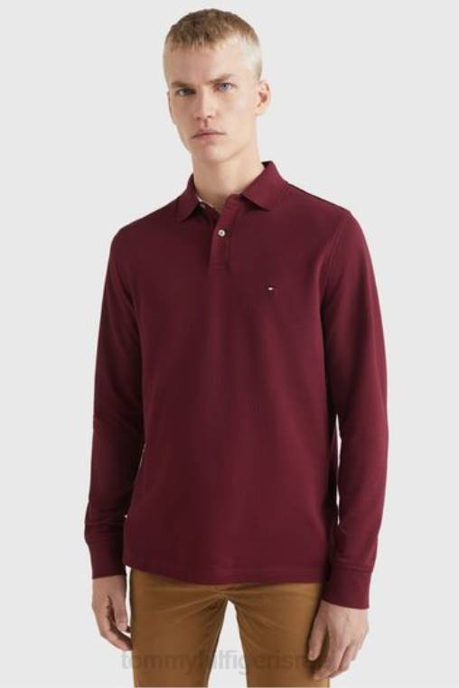 חולצת פולו עם שרוולים ארוכים משנת 1985 NX203658 אָדוֹם Tommy Hilfiger