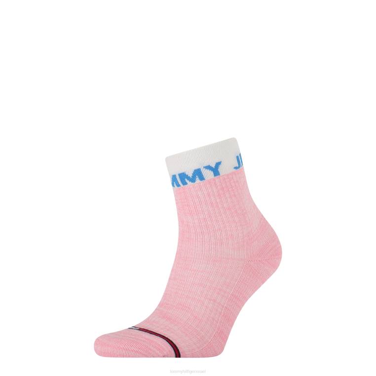 1 חבילה uni tj גרביים מפריעים קצרים NX20561 כחול/ורוד Tommy Hilfiger