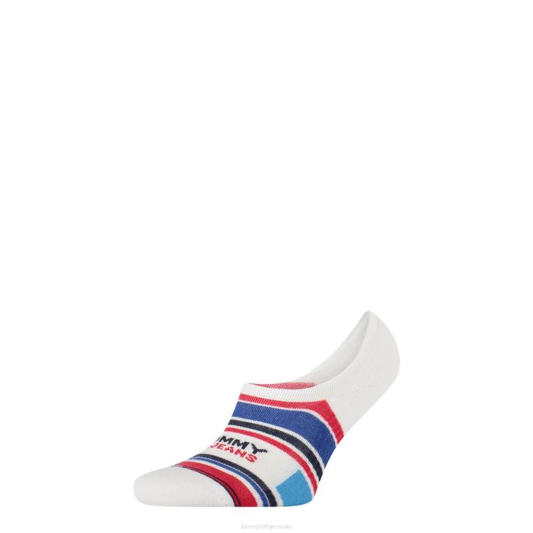 1 חבילה uni tj no show גרבי פסים בגזרה גבוהה NX20567 טומי מקורי Tommy Hilfiger