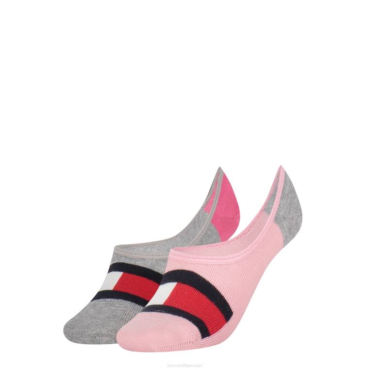 2 חבילות גרביים לילדים NX20171 מלה ורוד/אפור בהיר Tommy Hilfiger
