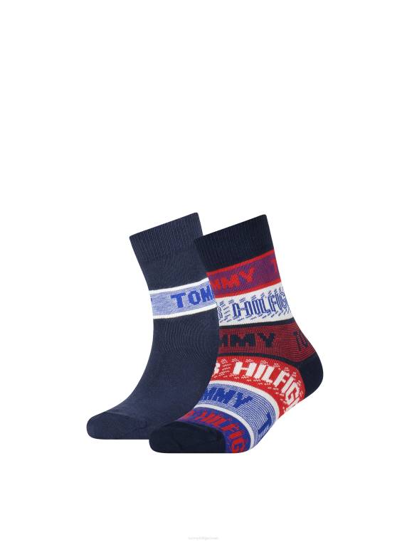 2 חבילות גרבי פס לילדים NX20178 טומי מקורי Tommy Hilfiger