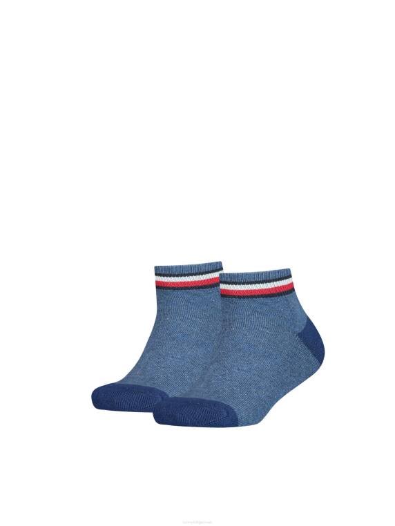 2 חבילות גרבי ספורט לילדים באורך רבע אורך NX20180 גִ'ינס Tommy Hilfiger