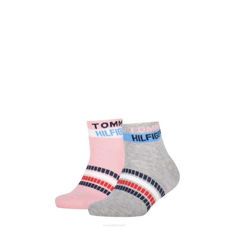 2 חבילות סרט רבע לוגו לילדים NX20190 מלנג' אפור בהיר/עמ' Tommy Hilfiger