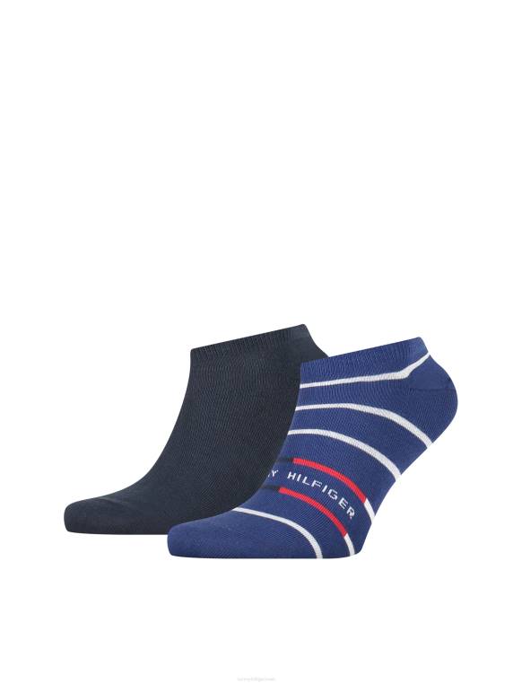 2 חבילות גרבי נעלי ספורט ברטון פסים NX201927 מעמקים כחולים Tommy Hilfiger