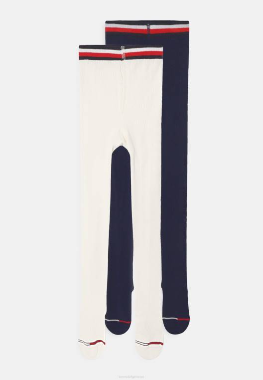 טייץ לילדים 2 מארז NX204862 לבן/צי Tommy Hilfiger