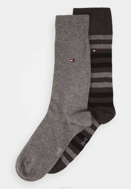 גרב פס דואו 2 גרביים NX207002 מלאנג' אפור בינוני Tommy Hilfiger