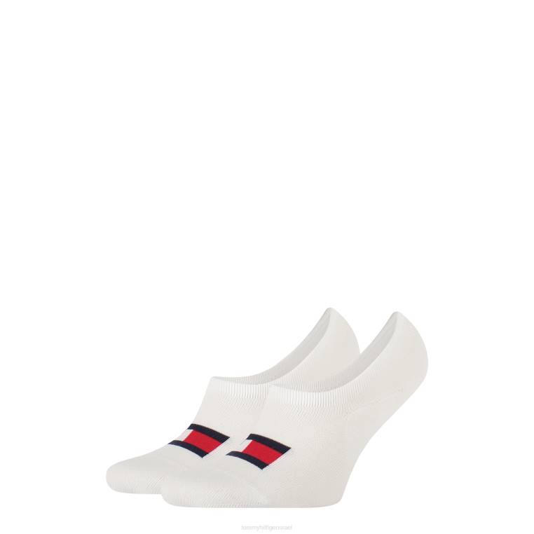 2 חבילות גרבי דגל בגזרה גבוהה NX20933 לבן Tommy Hilfiger
