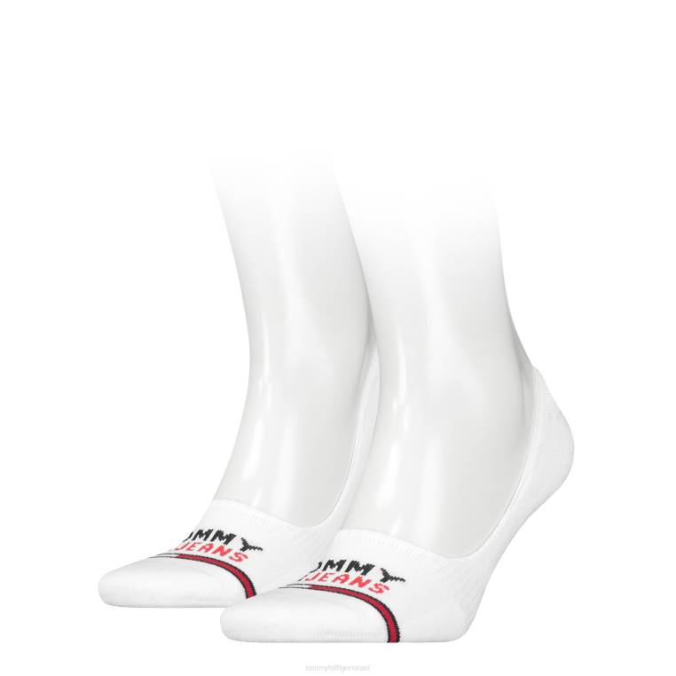 2 חבילות uni tj no show גרביים בגזרה בינונית NX201937 לבן Tommy Hilfiger