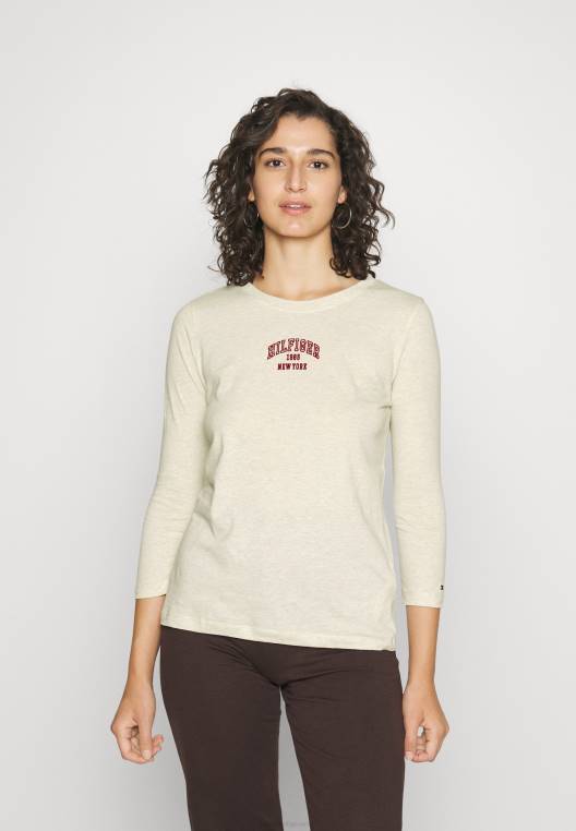 חולצה בעלת שרוולים ארוכים בוורסיטי 3/4 NX204586 אברש יונה לבנה Tommy Hilfiger