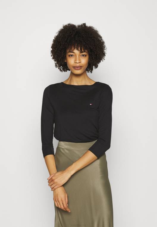 חולצת סירה עם שרוולים ארוכים 3/4 NX208171 שָׁחוֹר Tommy Hilfiger
