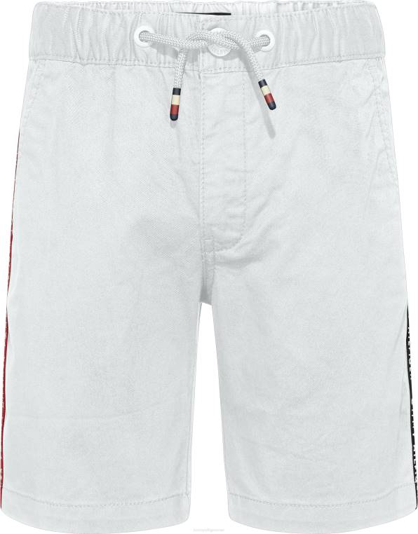 בנים 3-7 מכנסיים קצרים למשיכה עם לוגו טייפ NX20115 לבן Tommy Hilfiger