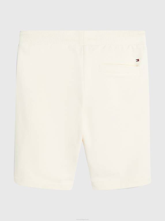 מכנסי זיעה קצרים בצבע אדמה טבעי לבנים 3-7 NX20134 לבן עתיק Tommy Hilfiger