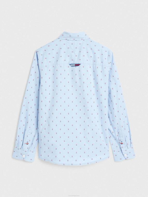 בנים 3-7 דגל חולצה אוקספורד דובי NX20158 כחול רגוע Tommy Hilfiger