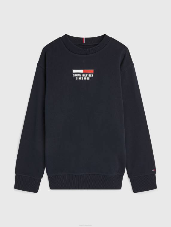 סווטשירט לוגו של בנים 3-7 NX20223 שמיים מדבריים Tommy Hilfiger