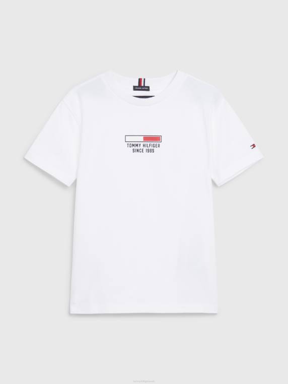 חולצת לוגו של בנים 3-7 NX20267 לבן Tommy Hilfiger