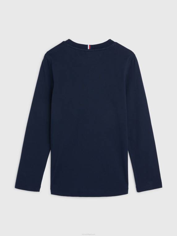 בנים 3-7 חולצת טריקו עם שרוולים ארוכים NX20270 שמיים מדבריים Tommy Hilfiger