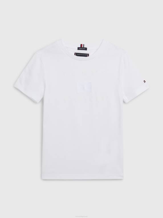 חולצת לוגו לבנים 3-7 NX20285 לבן Tommy Hilfiger