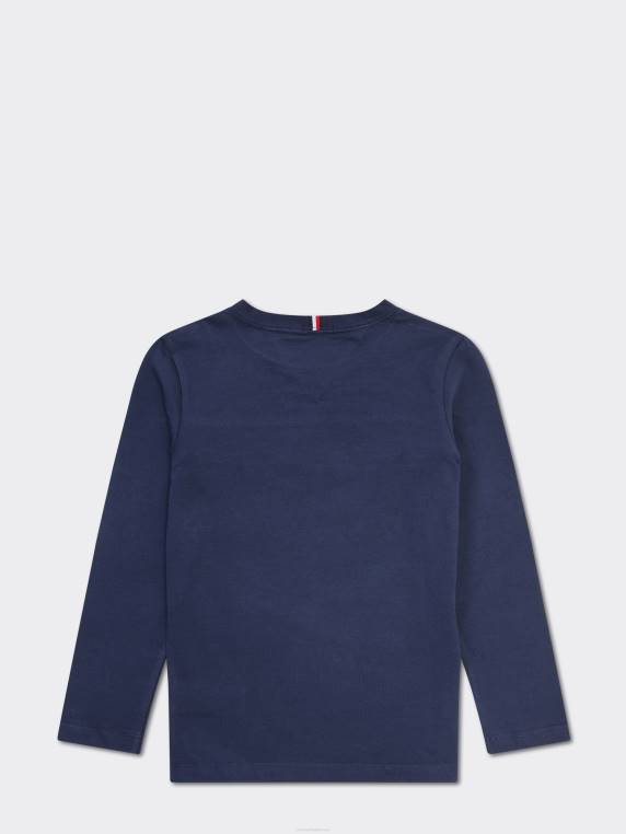 בנים 3-7 חולצת טי עם שרוולים ארוכים NX20315 צי הדמדומים Tommy Hilfiger