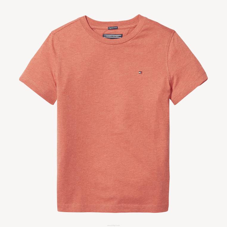 בנים 3-7 צוות בסיסי סרוג חולצת טריקו עם שרוולים קצרים NX20322 אברש אדום תפוח Tommy Hilfiger