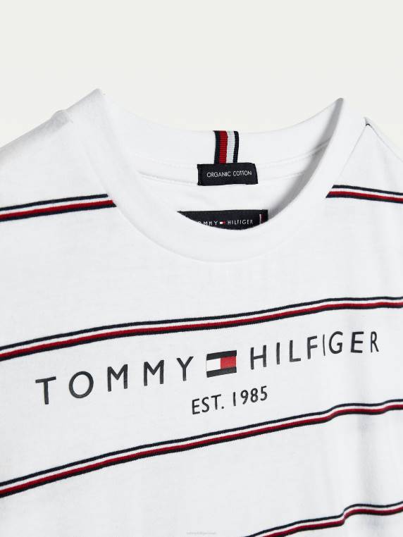 בנים 3-7 חולצת כותנה אורגנית חיונית NX20327 לבן Tommy Hilfiger
