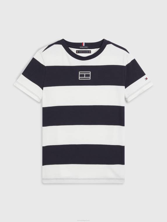 חולצת טריקו פס רוגבי לבנים 3-7 NX20335 פס שמי מדבר Tommy Hilfiger