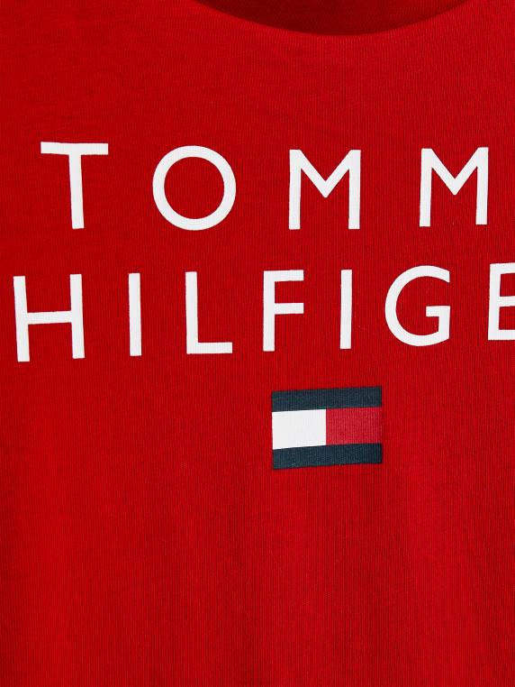 בנים 3-7 חולצת לוגו מכותנה אורגנית NX20340 ארגמן עמוק Tommy Hilfiger