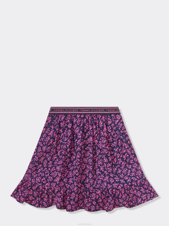 בנות 3-7 חצאית פרחונית זולה NX20355 פרח כחול Tommy Hilfiger
