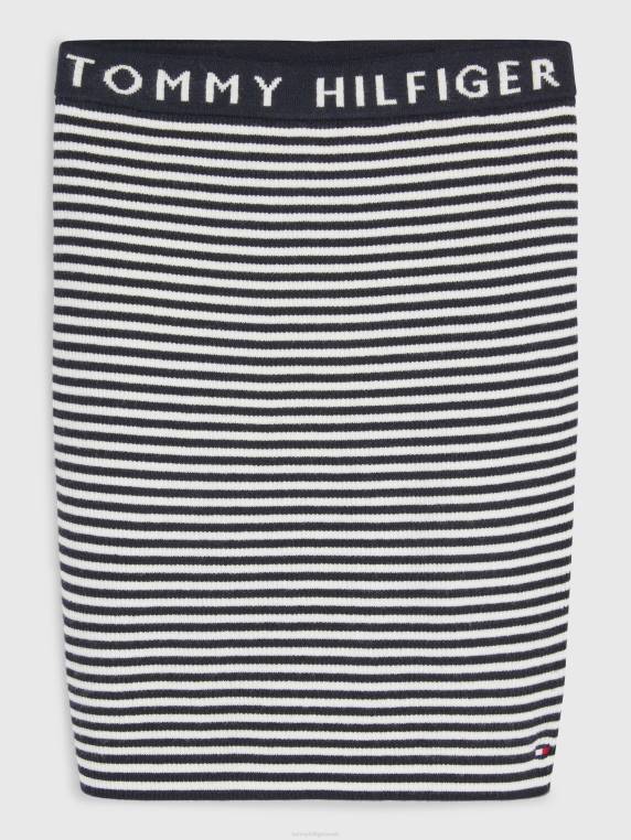 בנות 3-7 חצאית מצולעת בחגורת המותן NX20365 שמיים מדבריים/עתיקים Tommy Hilfiger