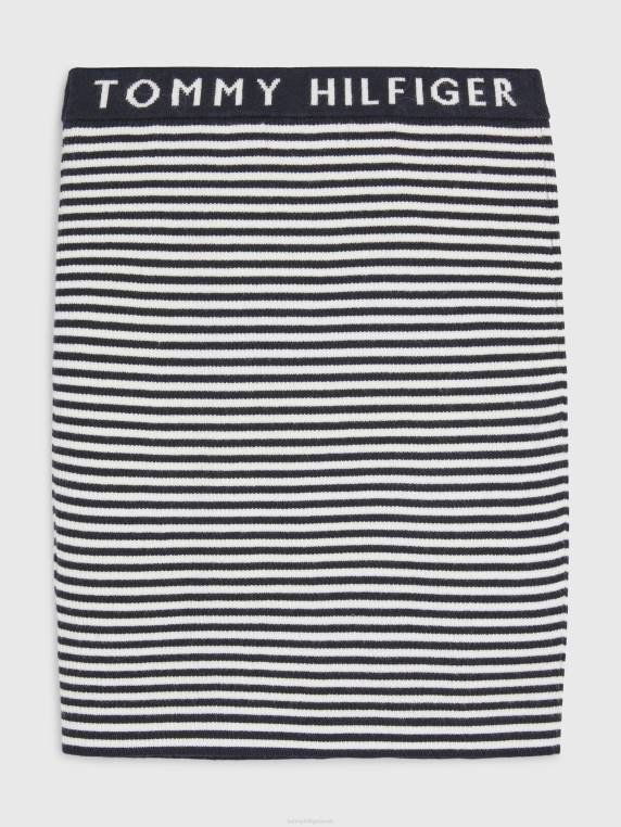 בנות 3-7 חצאית מצולעת בחגורת המותן NX20365 שמיים מדבריים/עתיקים Tommy Hilfiger