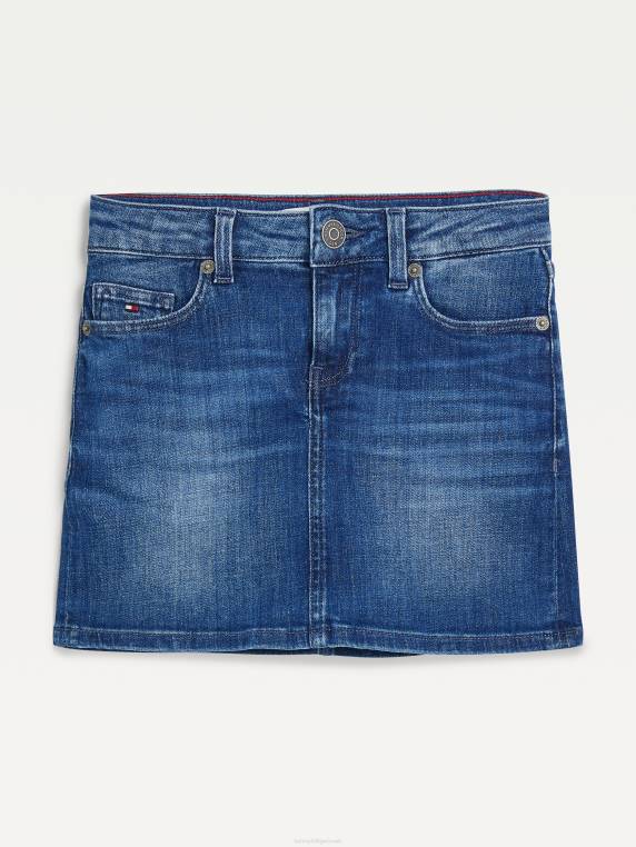 בנות 3-7 חצאית ג'ינס דהויים בהתאמה רגילה NX20371 ג'ינס בשימוש בינוני Tommy Hilfiger