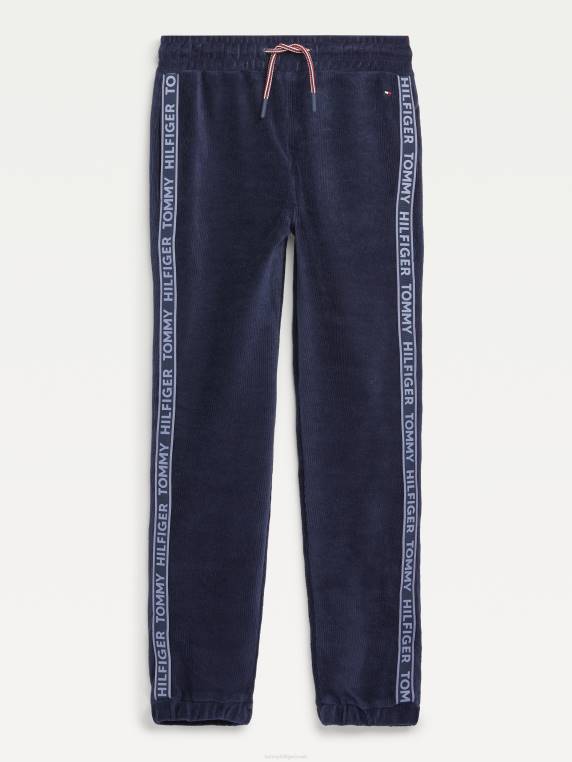 בנות 3-7 קורדרוי קטיפה לוגו טייפ ג'וגר NX20376 צי הדמדומים Tommy Hilfiger