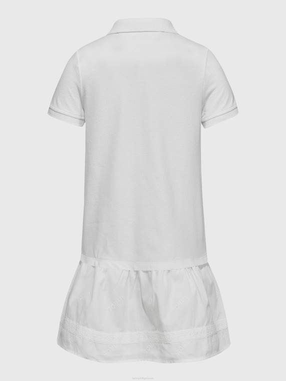 שמלת פולו רקמת בנות 3-7 NX20407 לבן Tommy Hilfiger