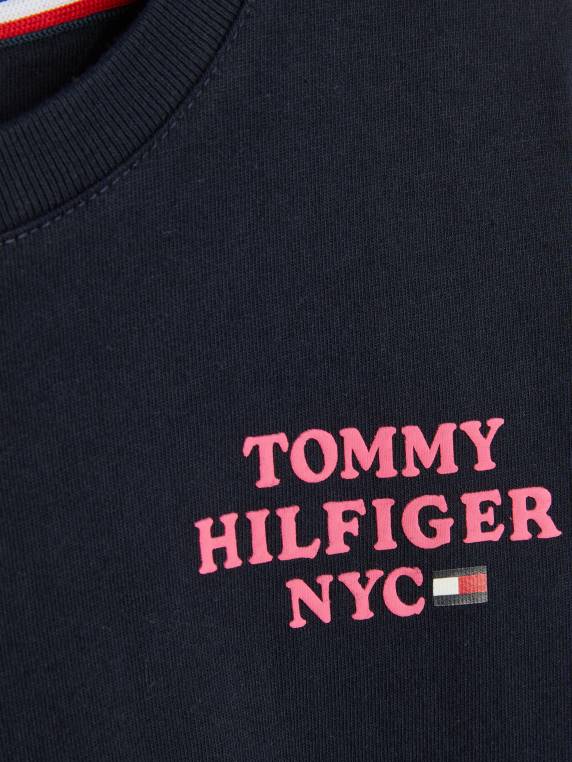 שמלת חולצת טריקו עם לוגו בנות 3-7 NX20416 שמיים מדבריים Tommy Hilfiger