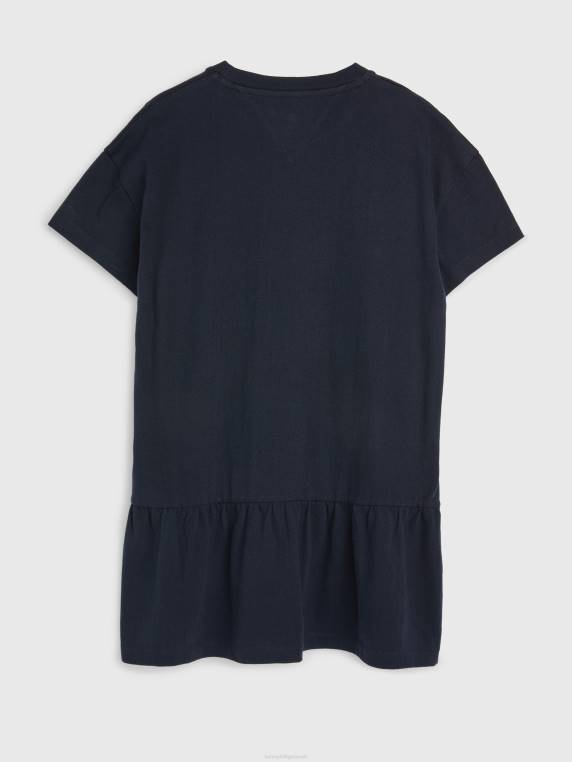 שמלת חולצת טריקו עם לוגו בנות 3-7 NX20416 שמיים מדבריים Tommy Hilfiger