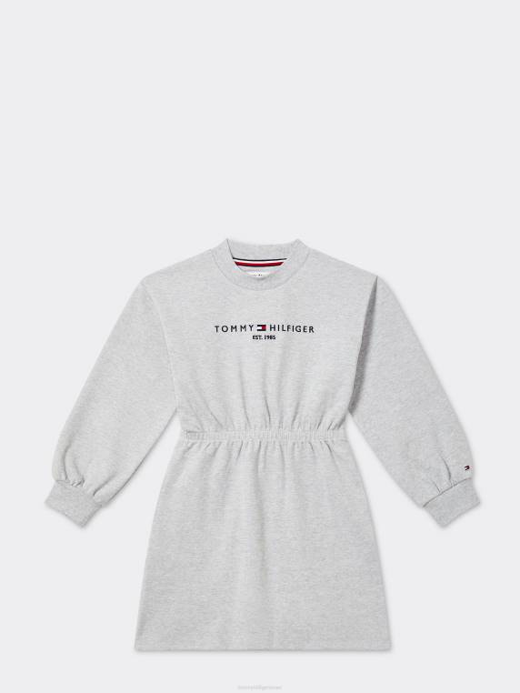 שמלת סווטשירט חיונית לילדות 3-7 NX20445 אברש אפור בהיר Tommy Hilfiger