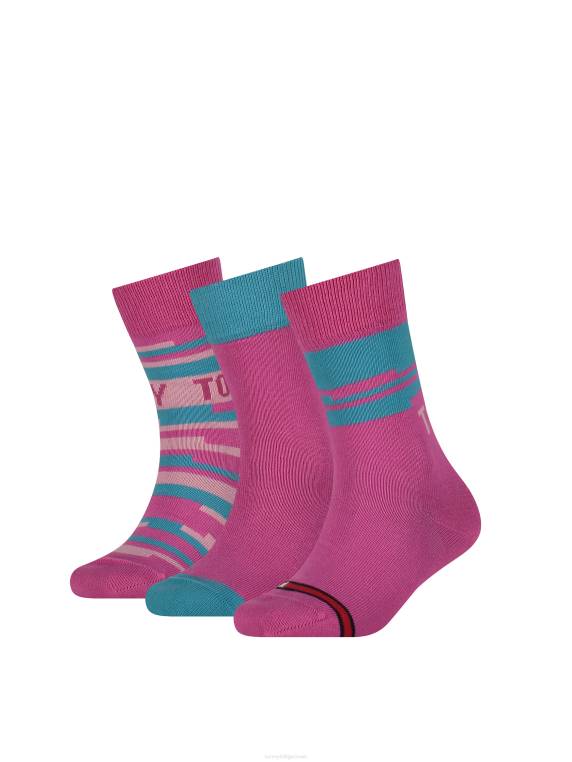 3 חבילות גרביים לילדים באריזת מתנה NX20185 וָרוֹד Tommy Hilfiger