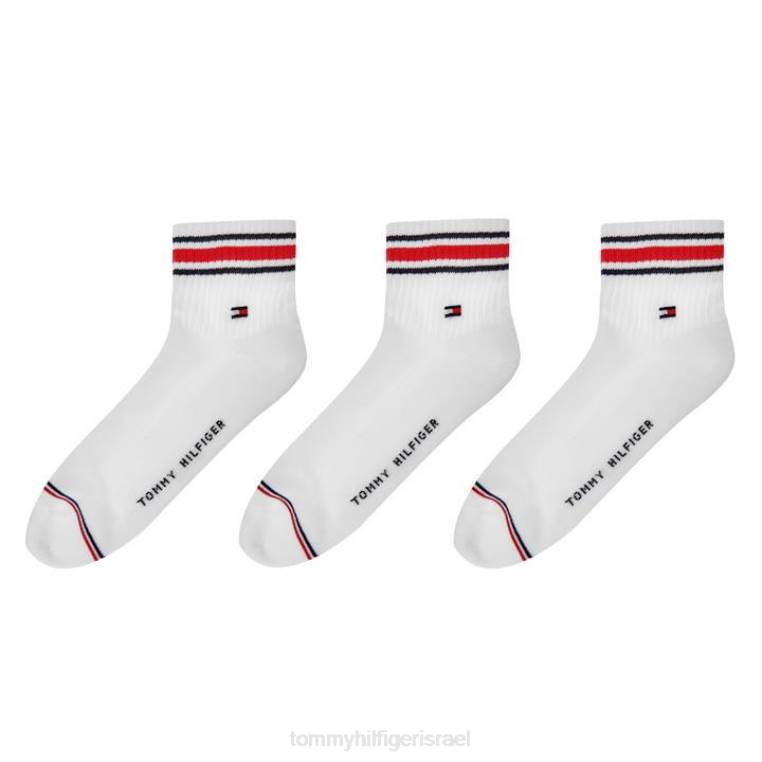3 חבילות גרבי ספורט לגברים NX2019962 לבן Tommy Hilfiger